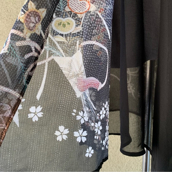 “Citron Santa Monica” Black Chiffon Kimono Duster size S - Picture 7 of 12